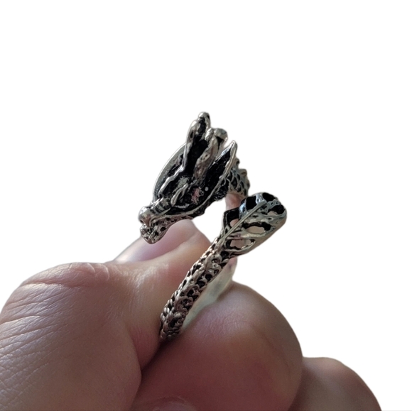 NEW Men's Adjustable Metal Dragon Wrap Ring - Picture 4 of 5